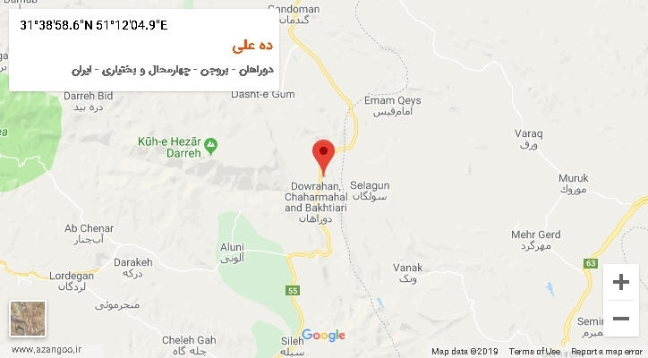 روستای ده علی بر روی نقشه