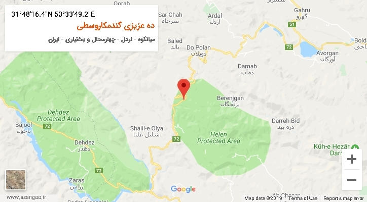 روستای ده عزیزی گندمکاروسطی بر روی نقشه