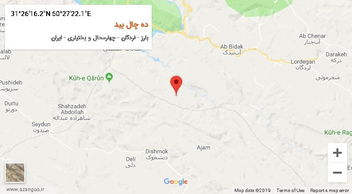روستای ده چال بید بر روی نقشه