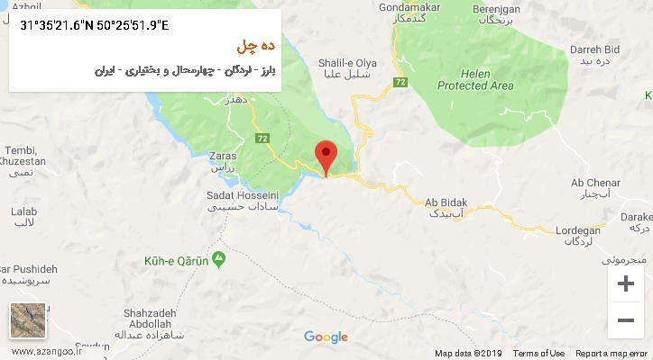 روستای ده چل بر روی نقشه