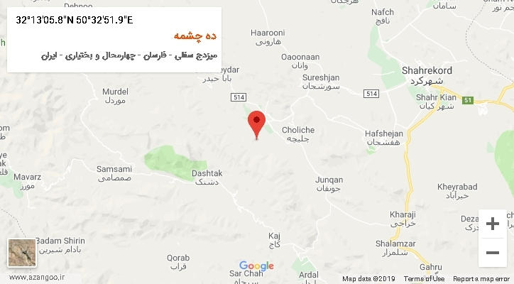روستای ده چشمه بر روی نقشه