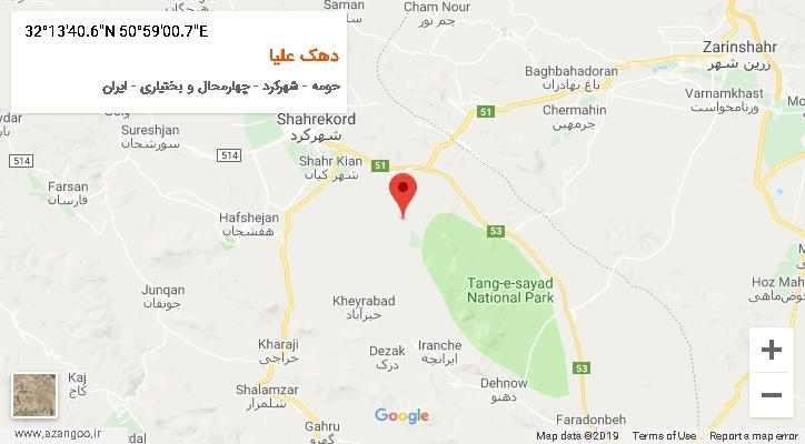 روستای دهک علیا بر روی نقشه