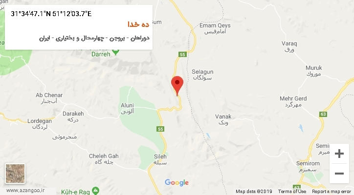 روستای ده خدا بر روی نقشه