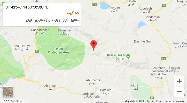 روستای ده کهنه بر روی نقشه