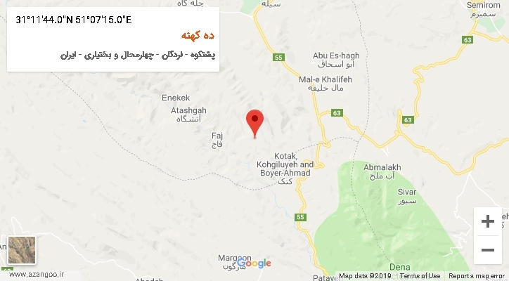 روستای ده کهنه بر روی نقشه