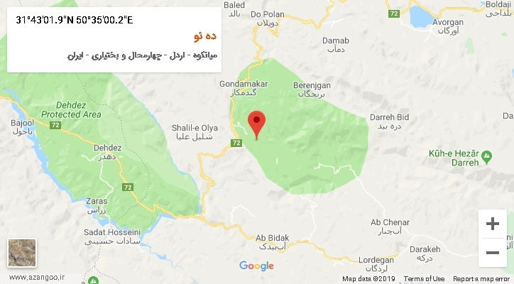 روستای ده نو بر روی نقشه