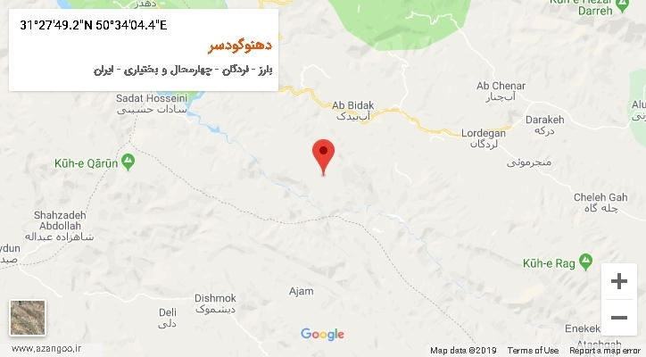 روستای دهنوگودسر بر روی نقشه