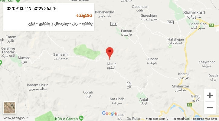 روستای دهنونده بر روی نقشه