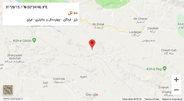 روستای ده تل بر روی نقشه