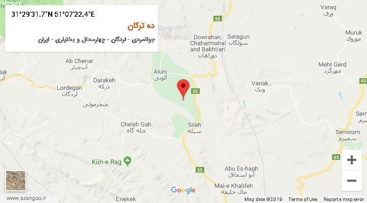 روستای ده ترکان بر روی نقشه