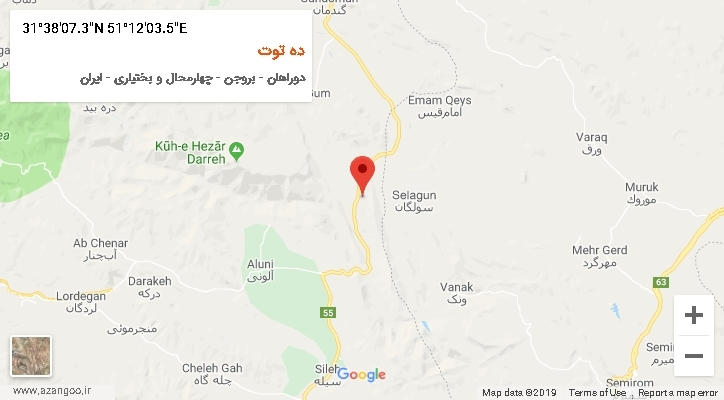 روستای ده توت بر روی نقشه