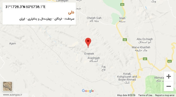 روستای دلی بر روی نقشه