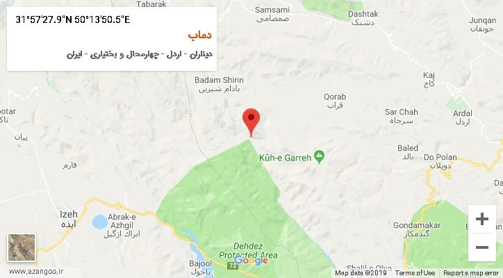 روستای دماب بر روی نقشه