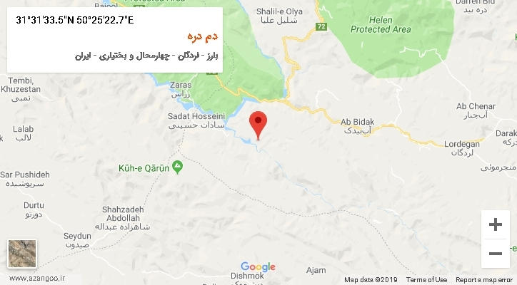 روستای دم دره بر روی نقشه
