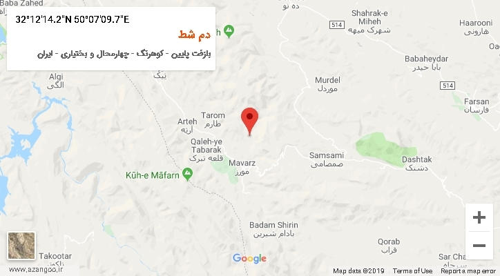 روستای دم شط بر روی نقشه