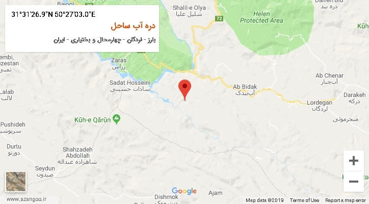 روستای دره آب ساحل بر روی نقشه