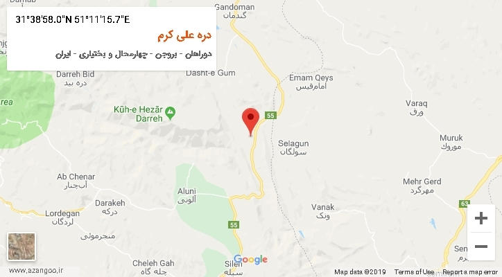 روستای دره علی کرم بر روی نقشه