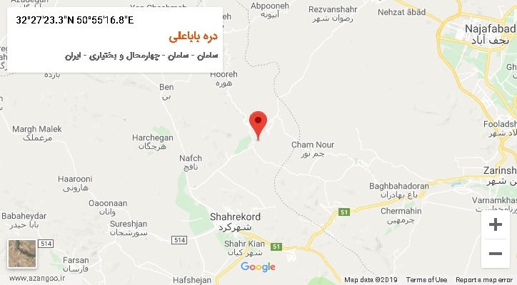 روستای دره باباعلی بر روی نقشه