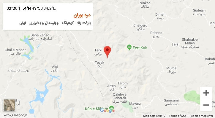 روستای دره بوران بر روی نقشه