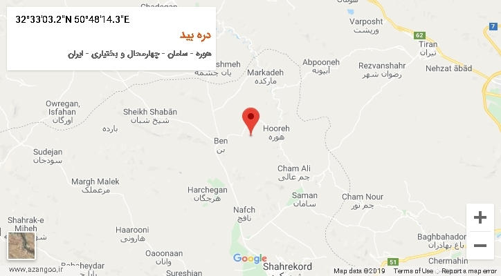 روستای دره بید بر روی نقشه