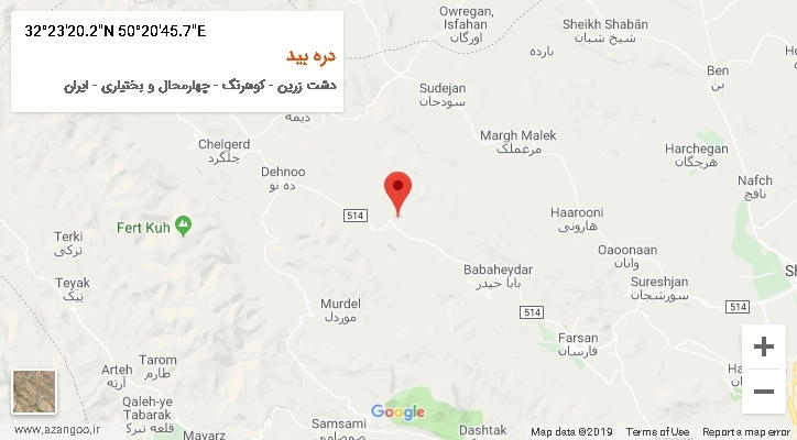 روستای دره بید بر روی نقشه