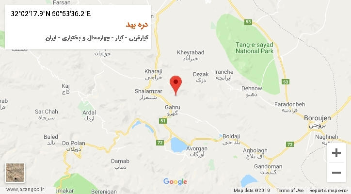 روستای دره بید بر روی نقشه