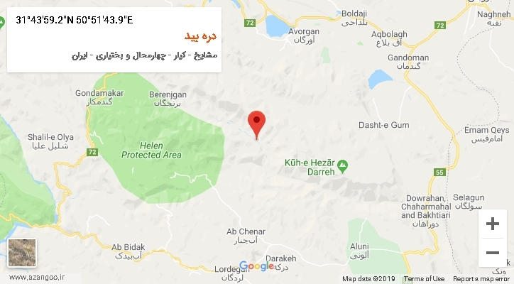 روستای دره بید بر روی نقشه