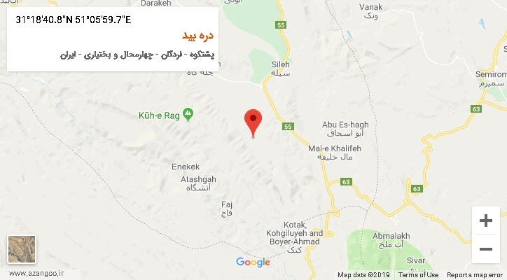 روستای دره بید بر روی نقشه