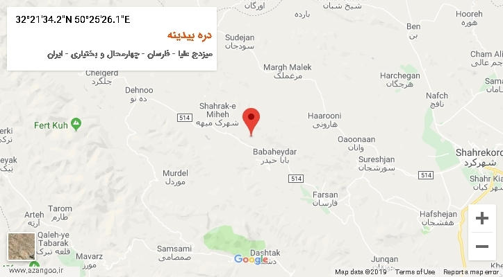 روستای دره بیدینه بر روی نقشه