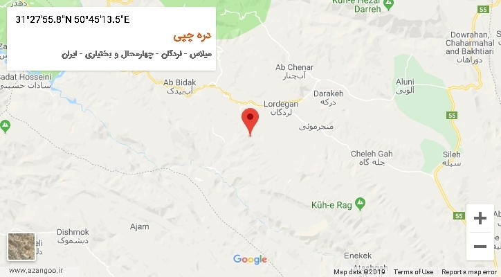 روستای دره چپی بر روی نقشه