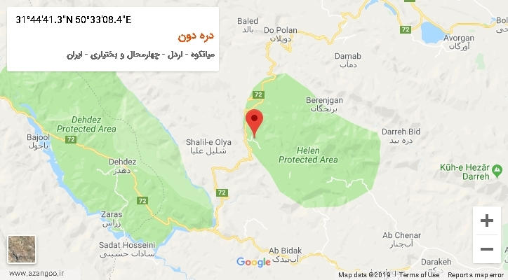 روستای دره دون بر روی نقشه