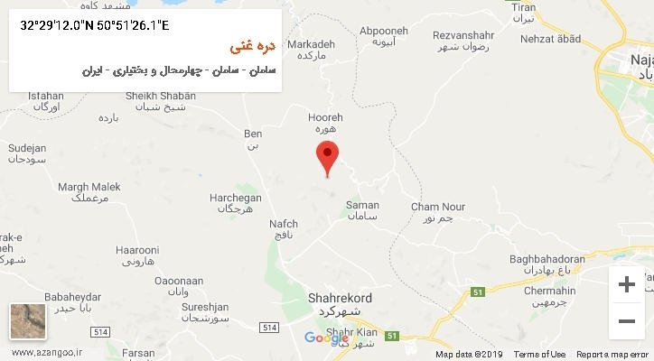 روستای دره غنی بر روی نقشه