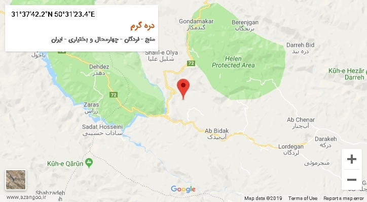 روستای دره گرم بر روی نقشه