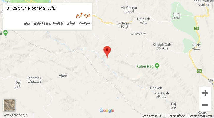 روستای دره گرم بر روی نقشه