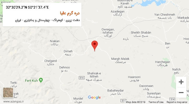 روستای دره گرم علیا بر روی نقشه