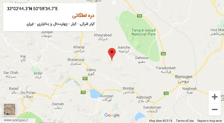 روستای دره لعلگانی بر روی نقشه