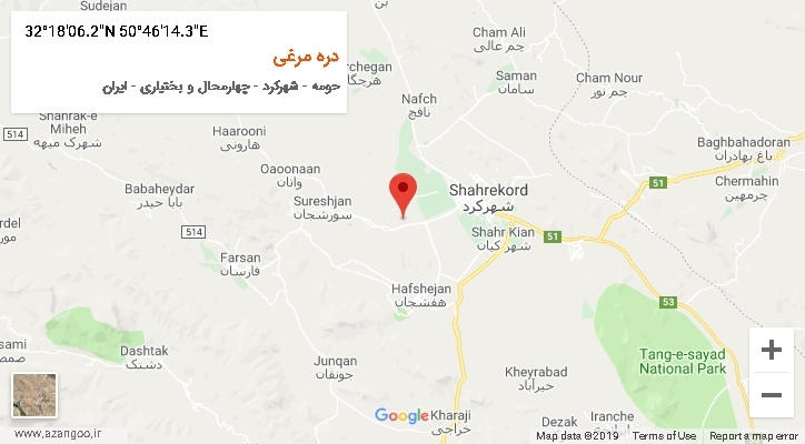 روستای دره مرغی بر روی نقشه