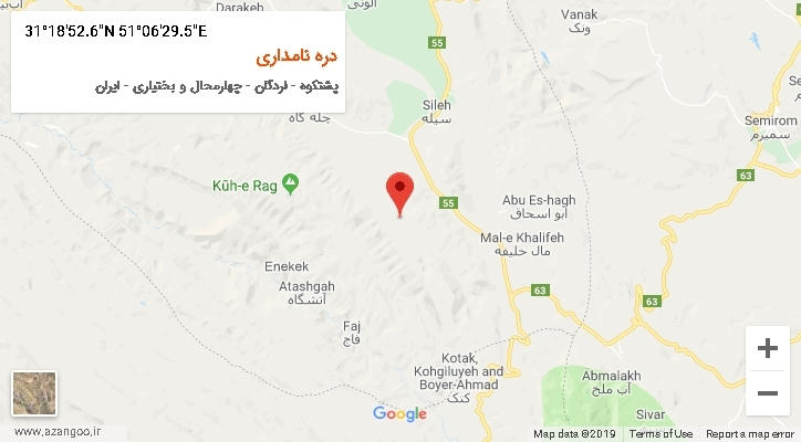 روستای دره نامداری بر روی نقشه