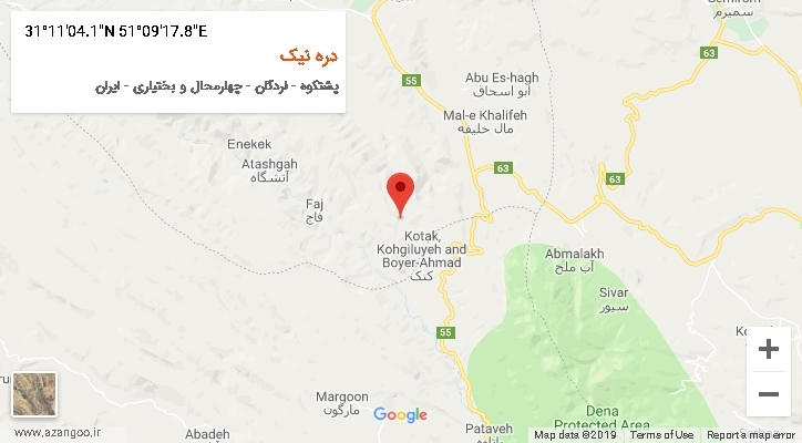 روستای دره نیک بر روی نقشه