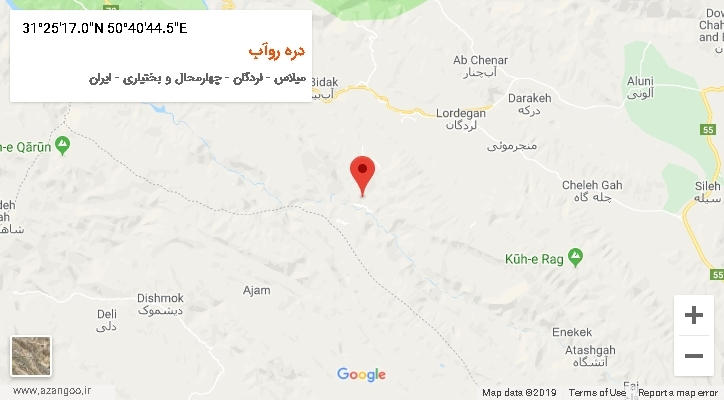 روستای دره روآب بر روی نقشه