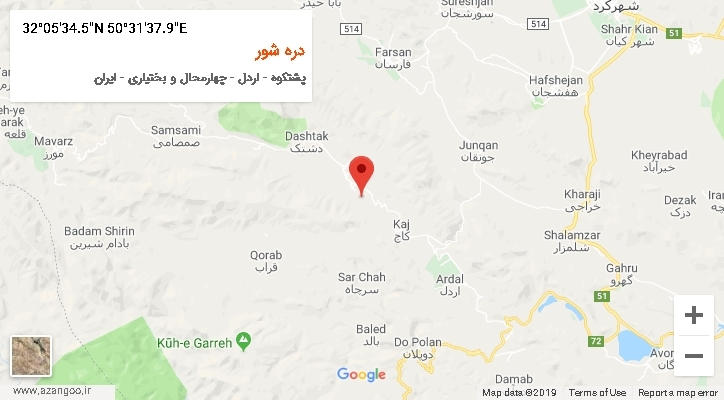 روستای دره شور بر روی نقشه