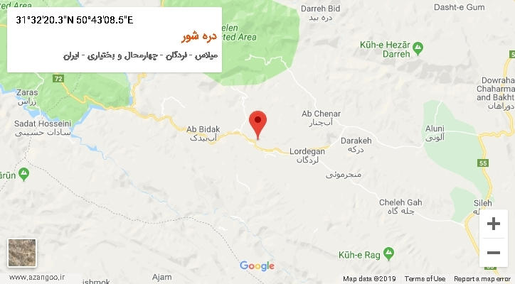 روستای دره شور بر روی نقشه
