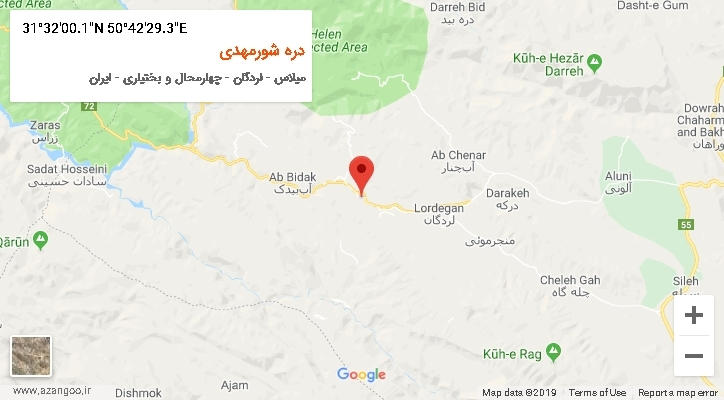 روستای دره شورمهدی بر روی نقشه