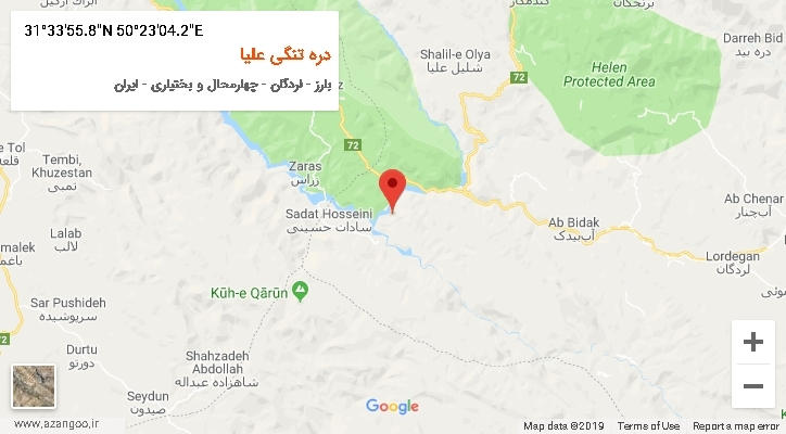 روستای دره تنگی علیا بر روی نقشه