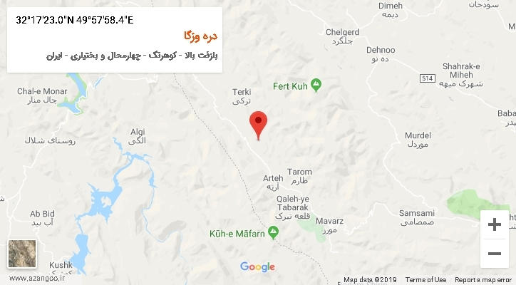 روستای دره وزگا بر روی نقشه