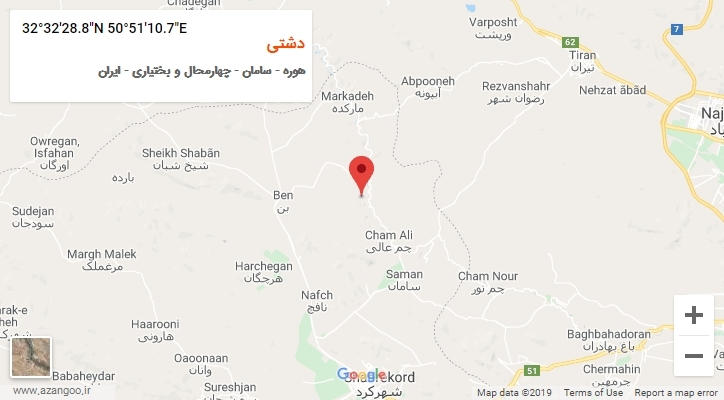 روستای دشتی بر روی نقشه