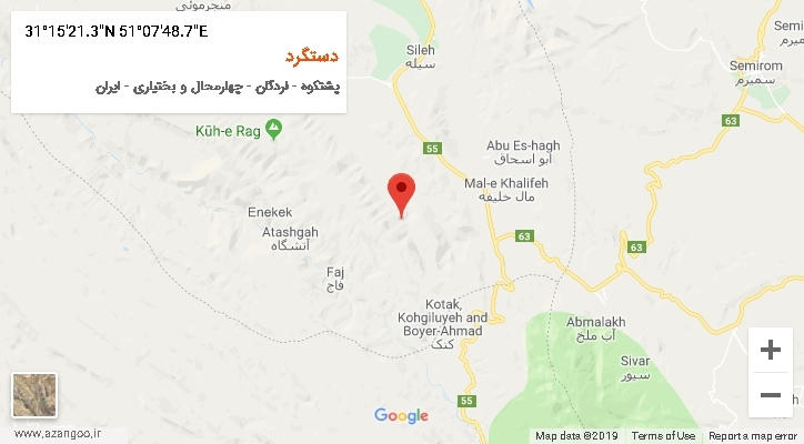 روستای دستگرد بر روی نقشه