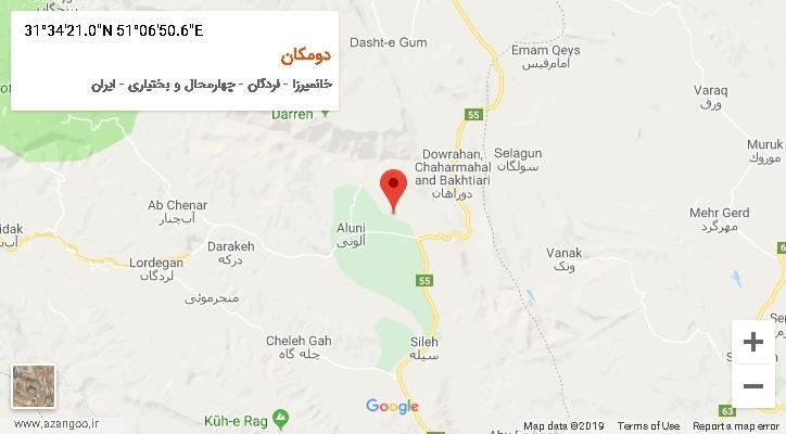 روستای دومکان بر روی نقشه