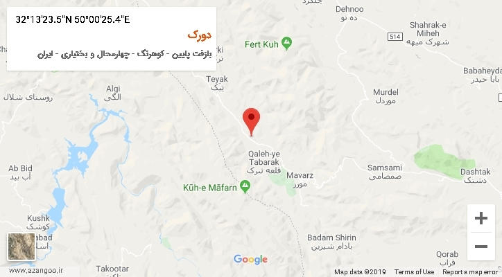 روستای دورک بر روی نقشه