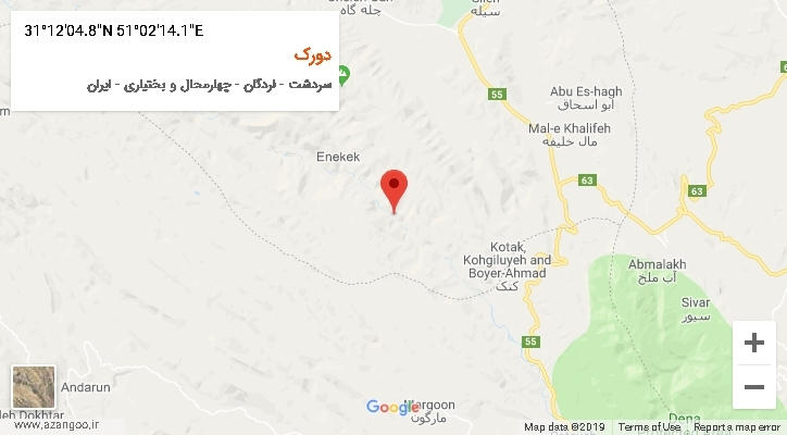 روستای دورک بر روی نقشه